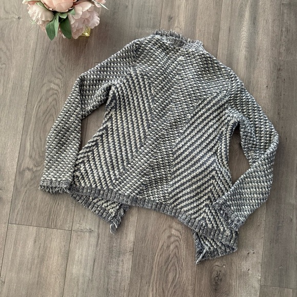 Anthropologie Angel of the North Grey Fringe Embroidered Cardigan - Picture 8 of 11